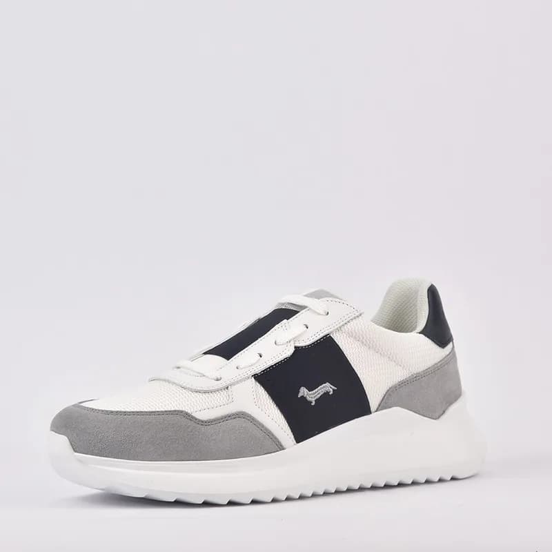 SCARPA UOMO CAMOSCIO - TEX FABRIC GRIGIO - BIANCO