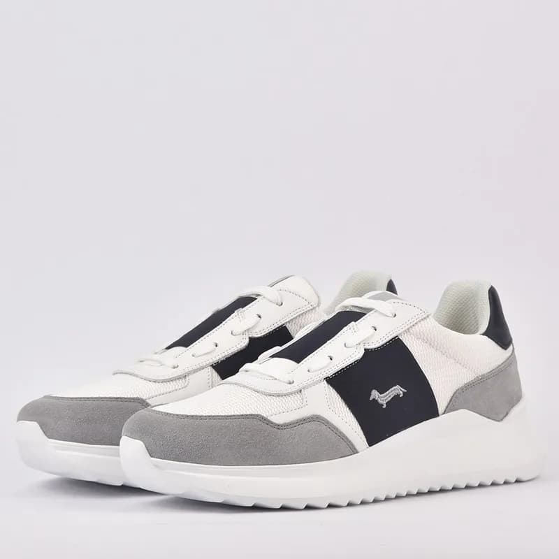 SCARPA UOMO CAMOSCIO - TEX FABRIC GRIGIO - BIANCO