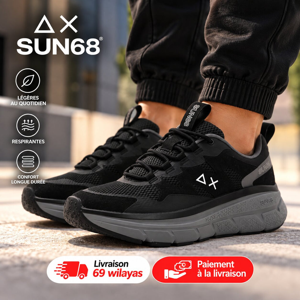 SUN68 Jupiter Sporty Sneakers, Black
