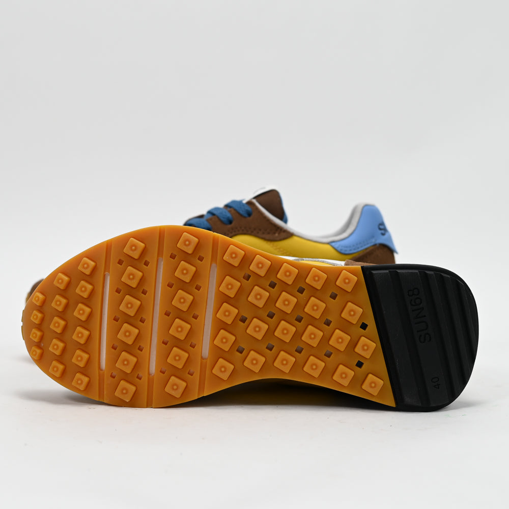 SUN68 Jaki 2.0 Bicolor Sneakers, Brown/Yellow