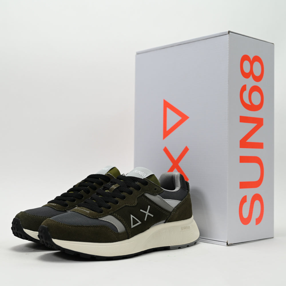 SUN68 Sun Daddy Nylon and Suede Sneakers, Military Green