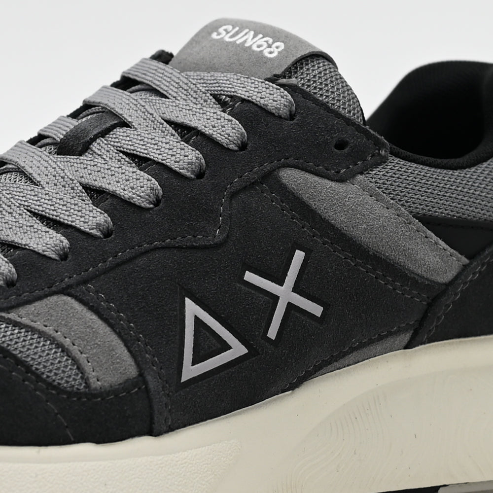SUN68 Sun Daddy Nylon and Suede Sneakers, Navy Blue