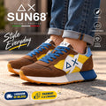 SUN68 Jaki 2.0 Bicolor Sneakers, Brown/Yellow