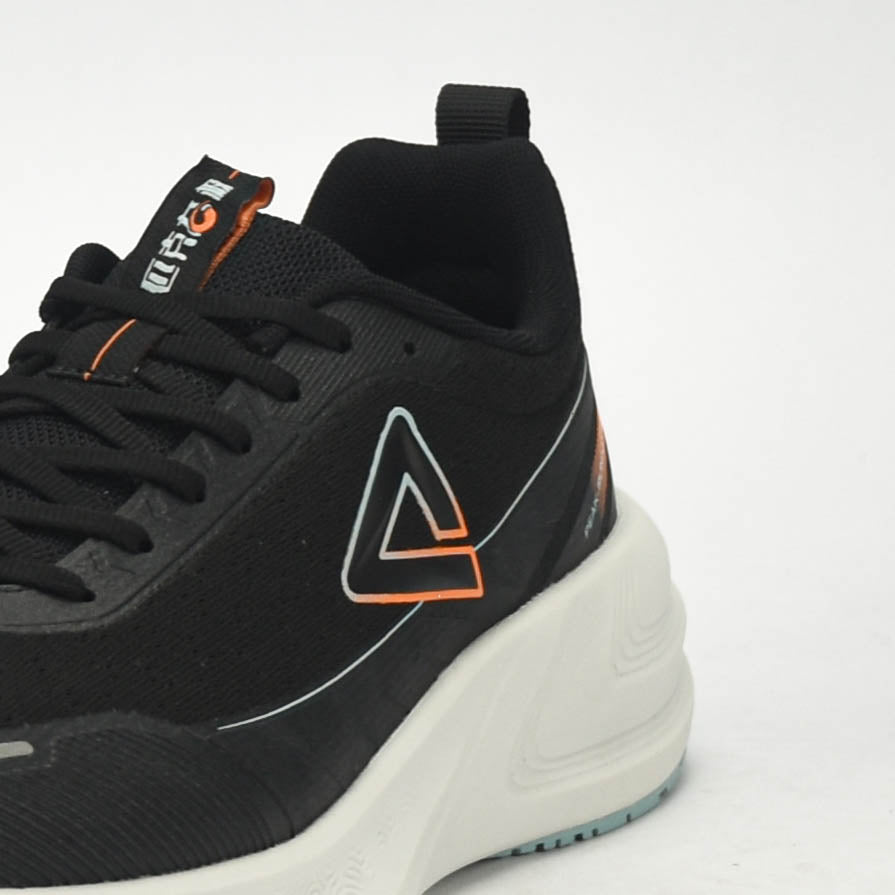 PEAK CUSHION RUNNING SHOES-BLACK/LT.GREY