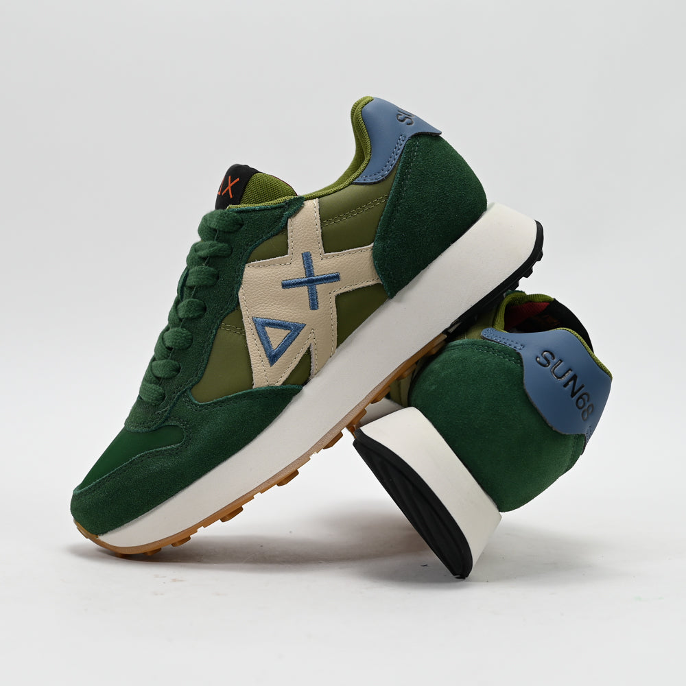 SUN68 Jaki Bicolor Men's Sneakers, Dark Green