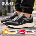 SUN68 Sun Daddy Nylon and Suede Sneakers, Navy Blue