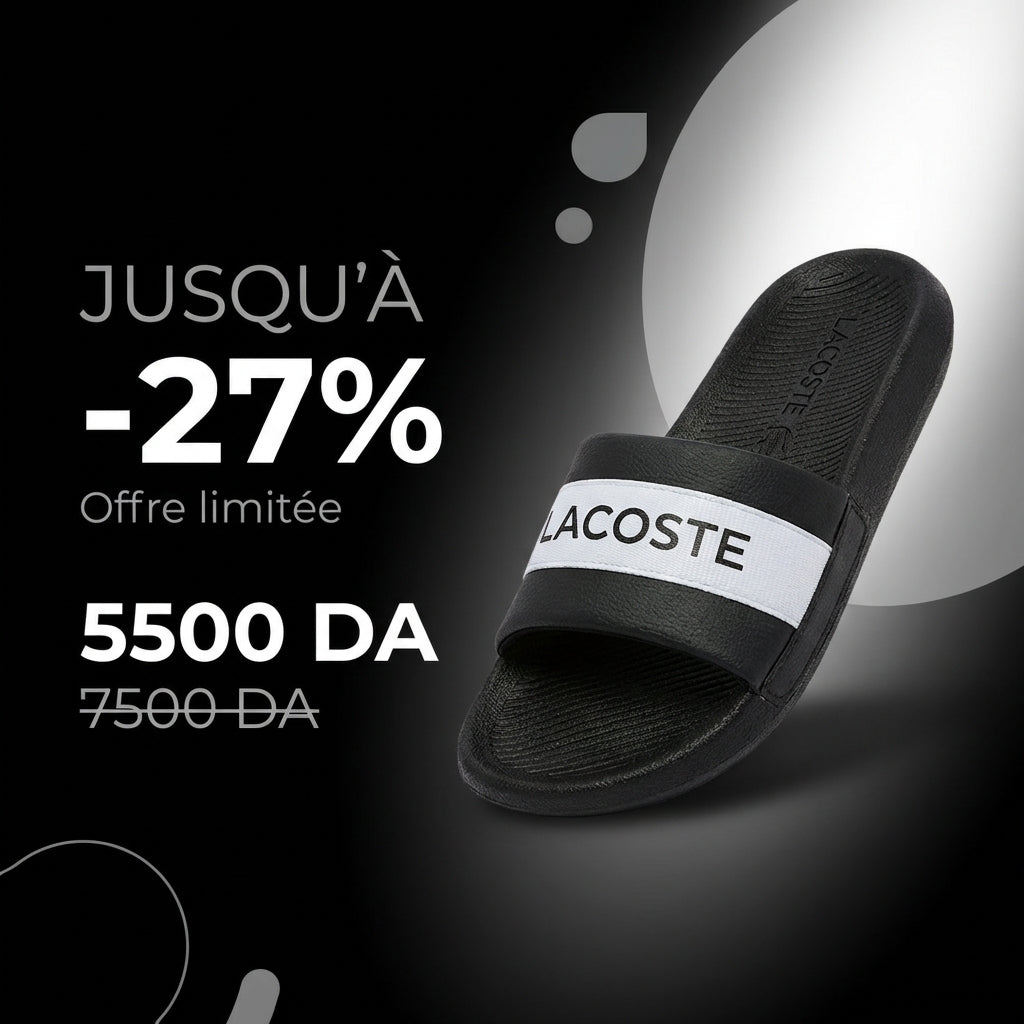 CROCO SLIDE 0721 1 CFA BLK/WHT LACOSTE