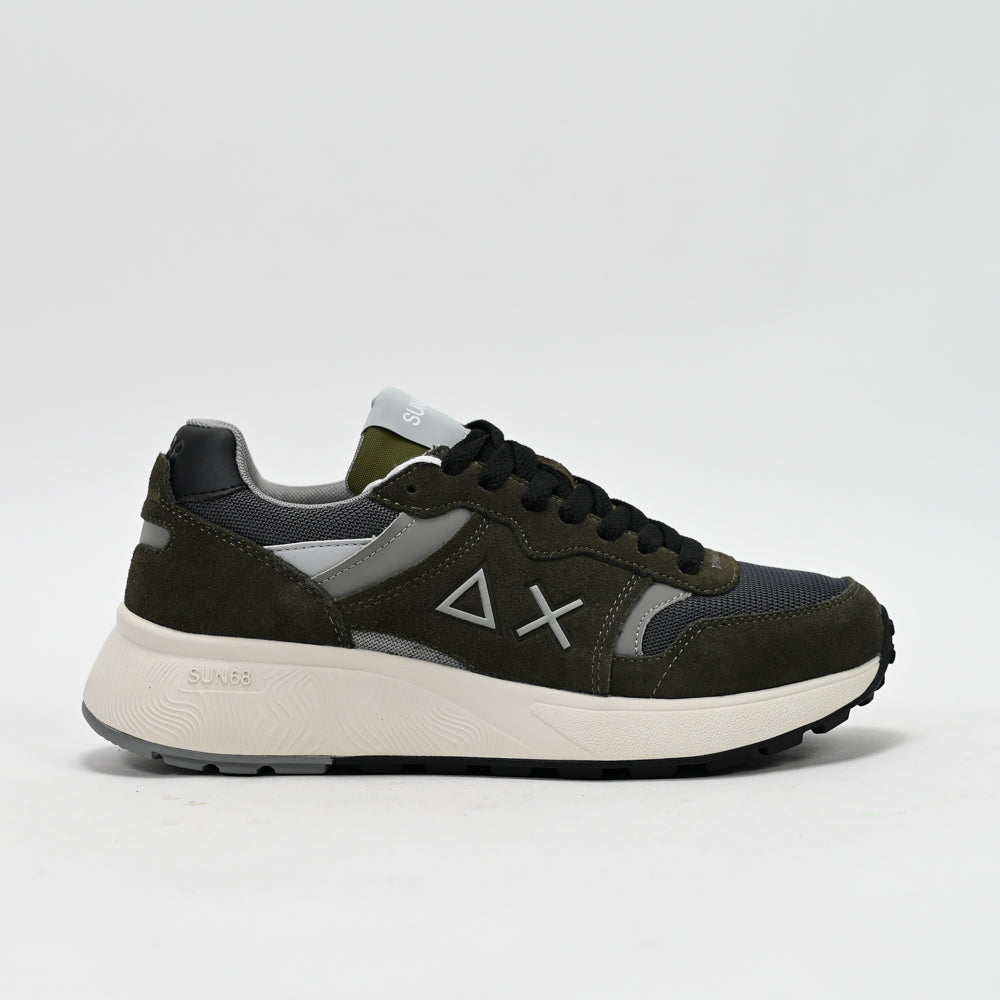 SUN68 Sun Daddy Nylon and Suede Sneakers, Military Green