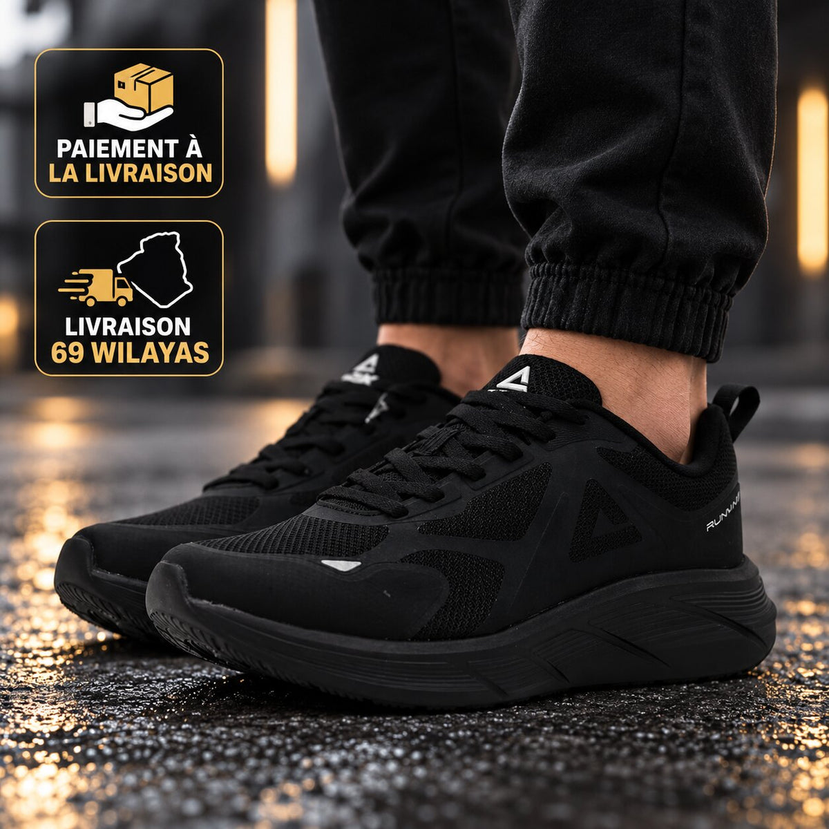 PEAK TaiChi Running Shoes, All Black