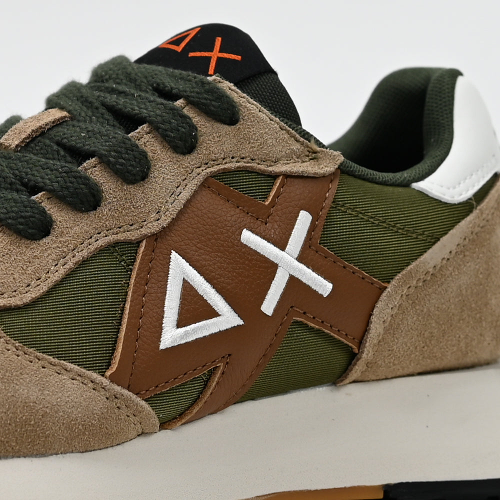 SUN68 Jaki Bicolor Sneakers, Beige/Green/Brown