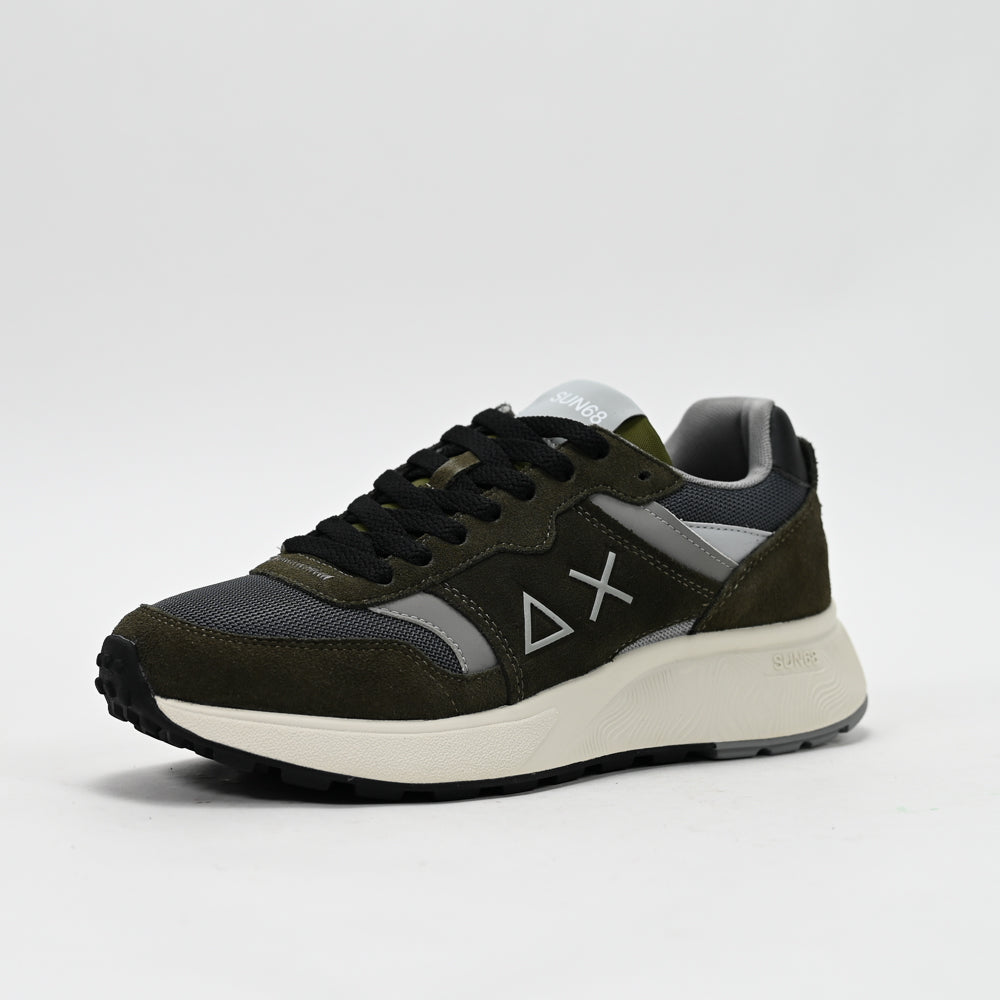SUN68 Sun Daddy Nylon and Suede Sneakers, Military Green