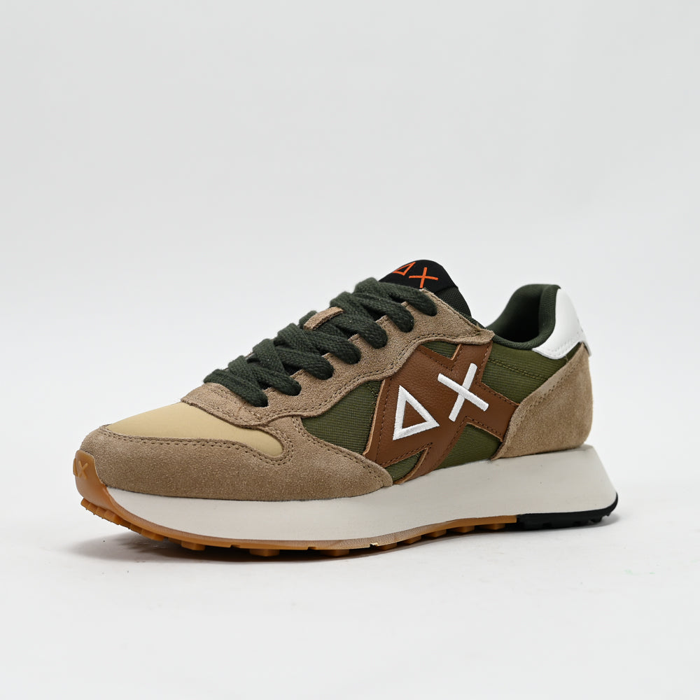 SUN68 Jaki Bicolor Sneakers, Beige/Green/Brown