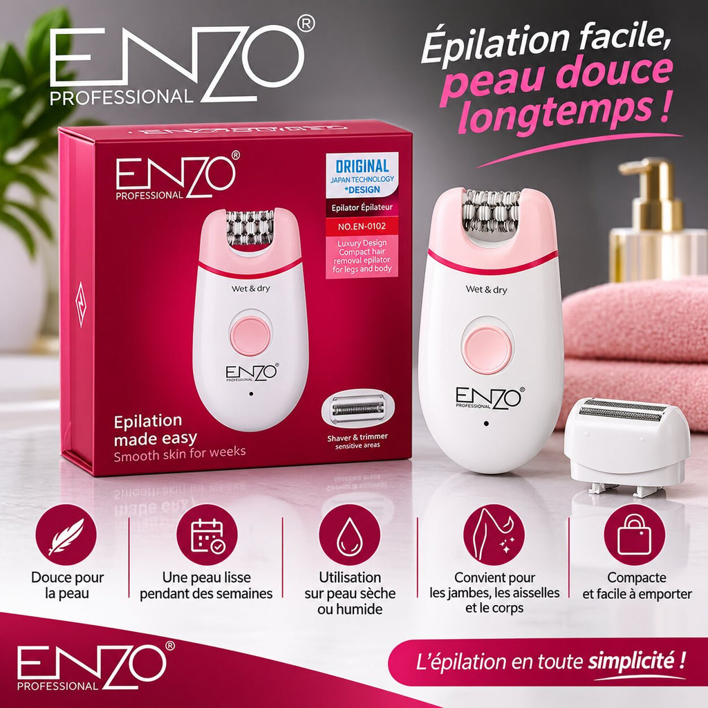 ENZO Épilateur Électrique 2 en 1 Rechargeable