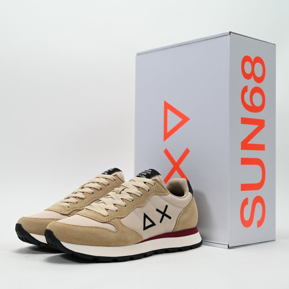 SUN68 Tom Nylon and Suede Sneakers, Beige