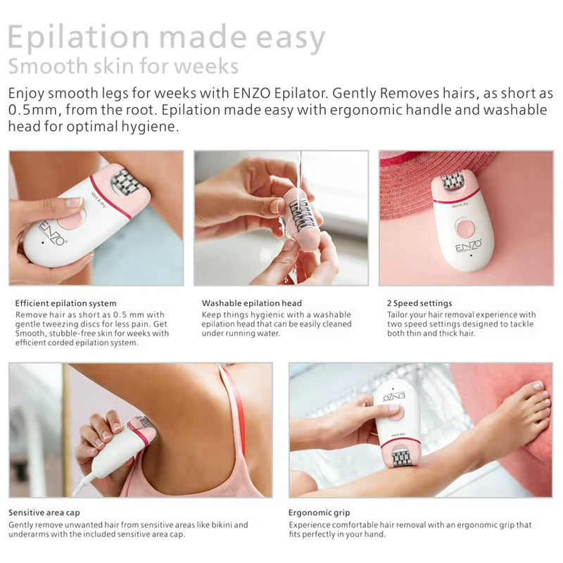 ENZO Épilateur Électrique 2 en 1 Rechargeable