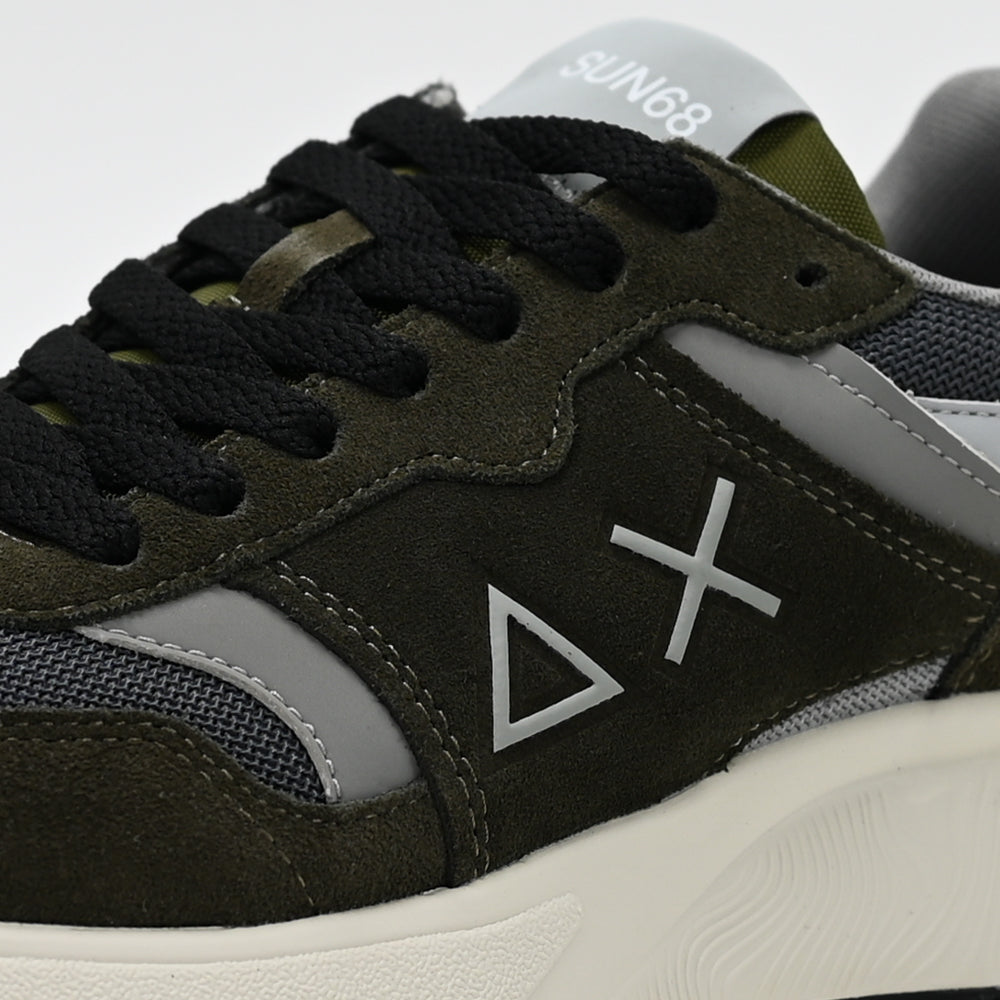 SUN68 Sun Daddy Nylon and Suede Sneakers, Military Green