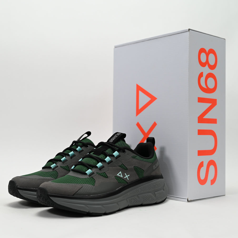 SUN68 Jupiter Sporty Sneakers, Dark Green