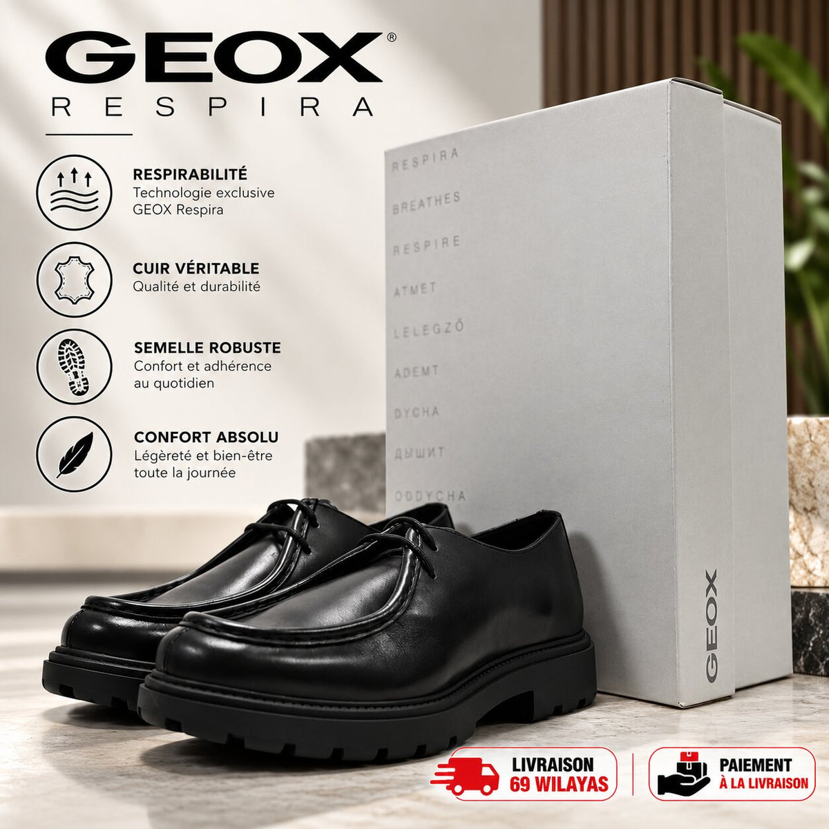 Geox Spherica EC7 Men's Leather Lace-Up Shoes