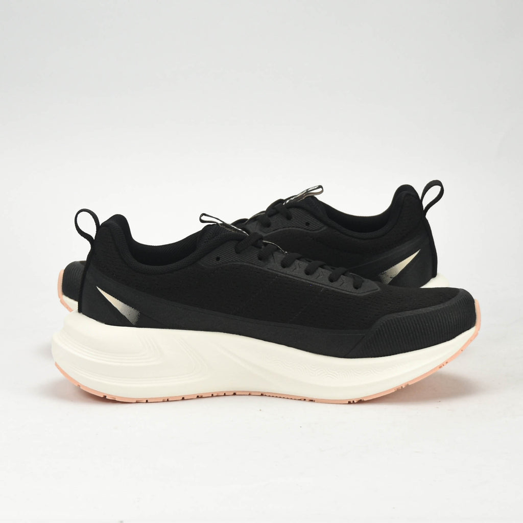 PEAK CUSHION RUNNING SHOES-BLACK/WHITE