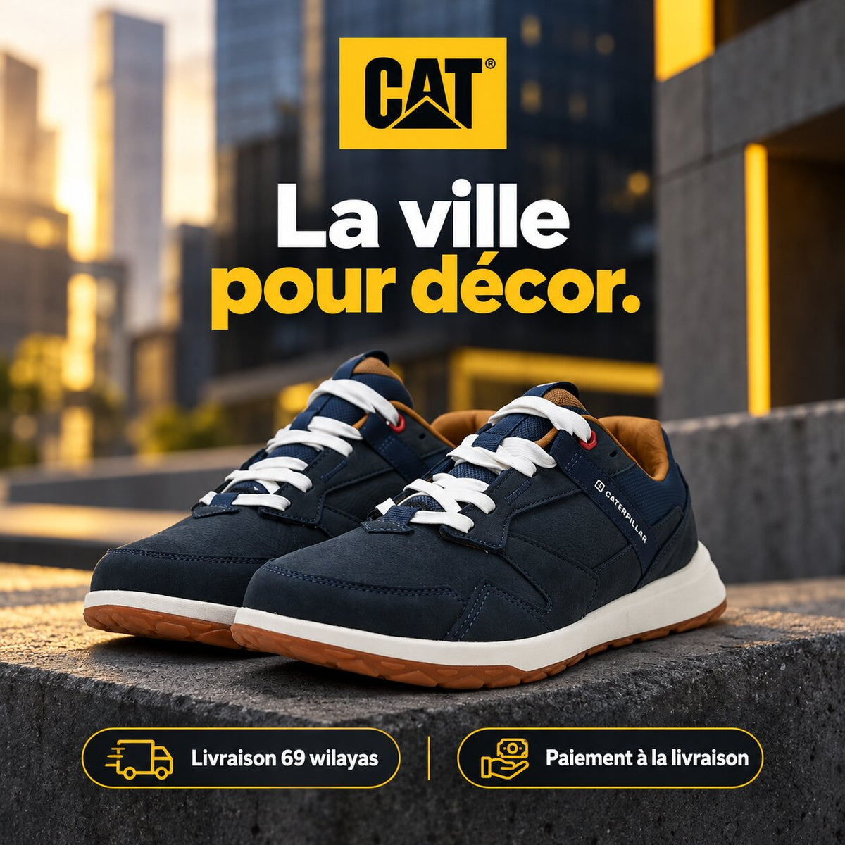 Caterpillar Quest Runner Sneakers, Dark Denim