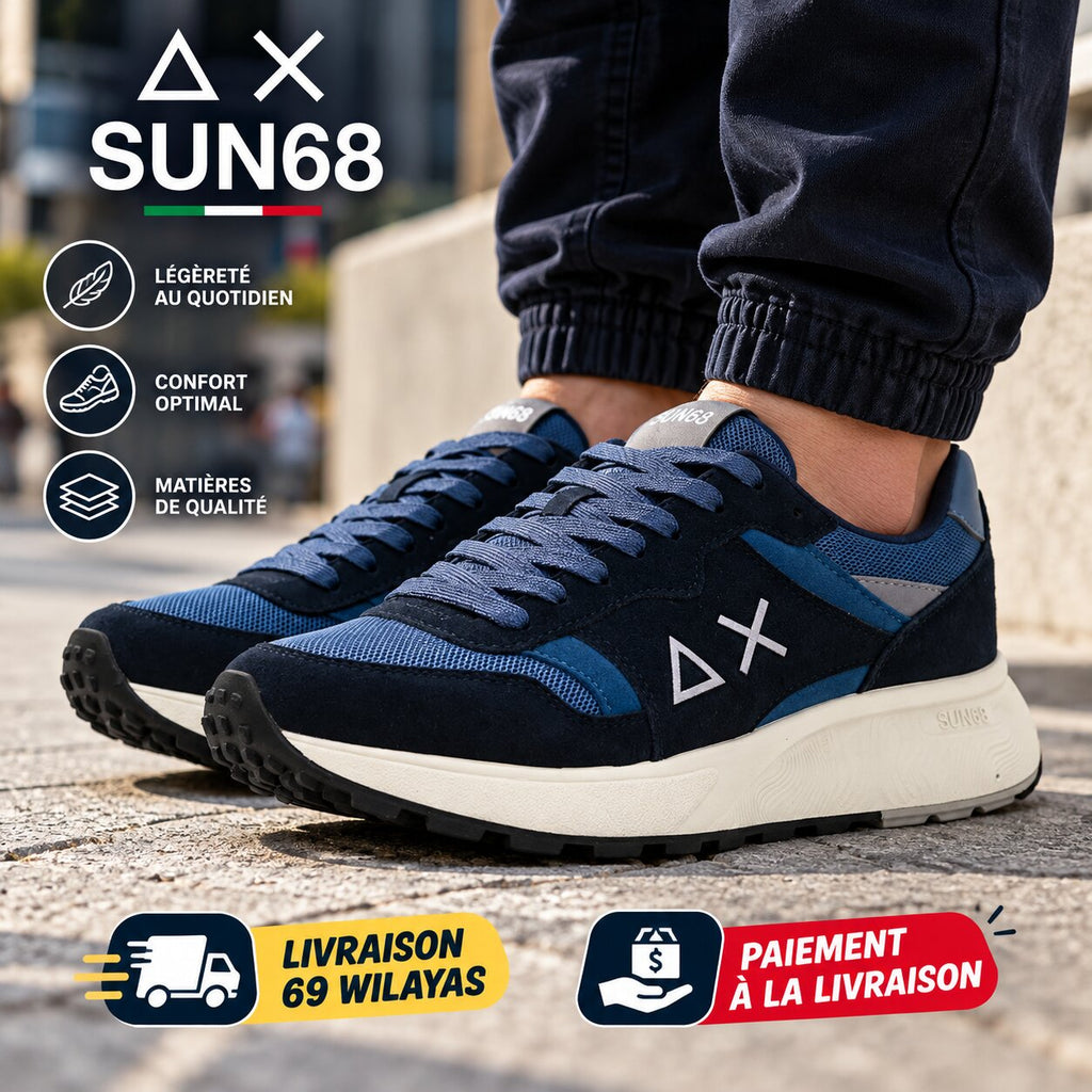 SUN68 Sun Daddy Men's Sneakers, Navy Blue