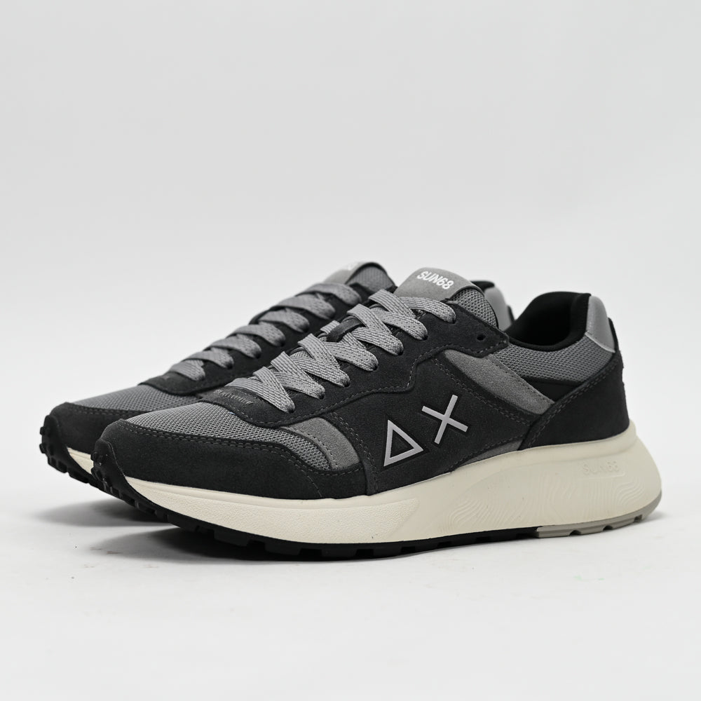 SUN68 Sun Daddy Nylon and Suede Sneakers, Navy Blue