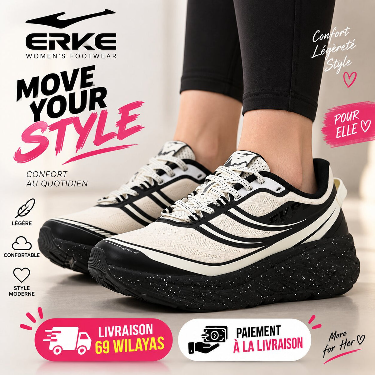 ERKE Women's Sneakers, Black