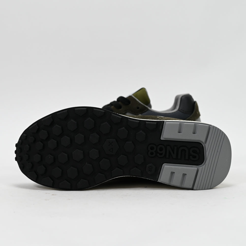 SUN68 Sun Daddy Nylon and Suede Sneakers, Military Green