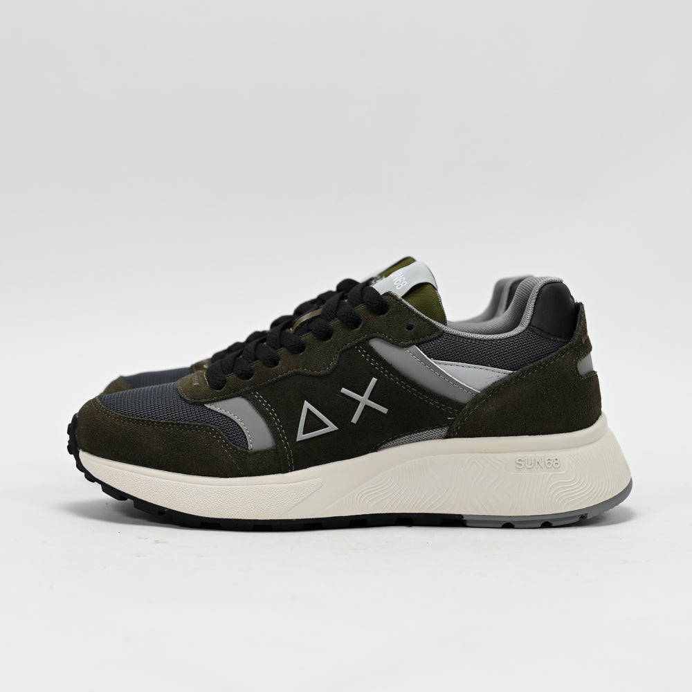 SUN68 Sun Daddy Nylon and Suede Sneakers, Military Green