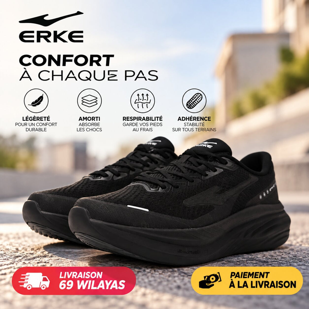 ERKE Men's Lightweight Running Shoes