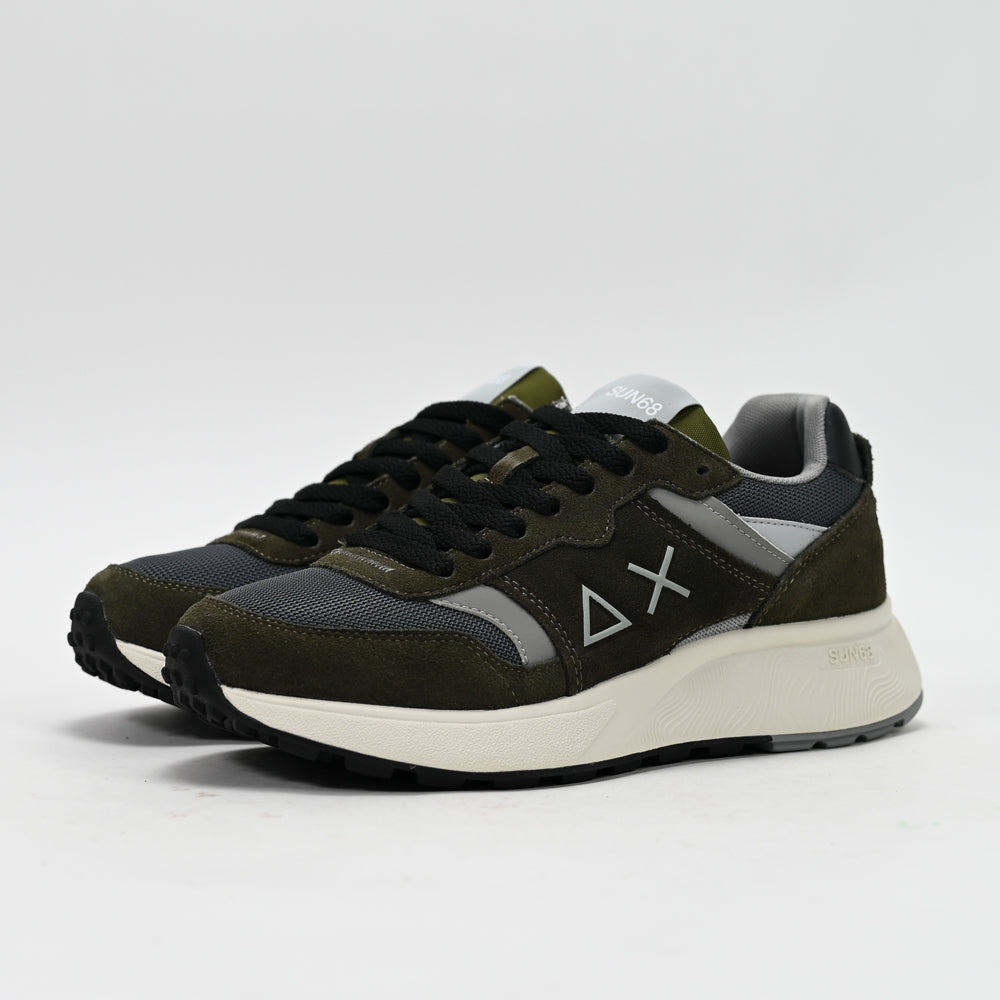SUN68 Sun Daddy Nylon and Suede Sneakers, Military Green