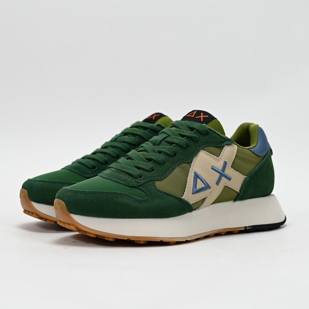 SUN68 Jaki Bicolor Men's Sneakers, Dark Green