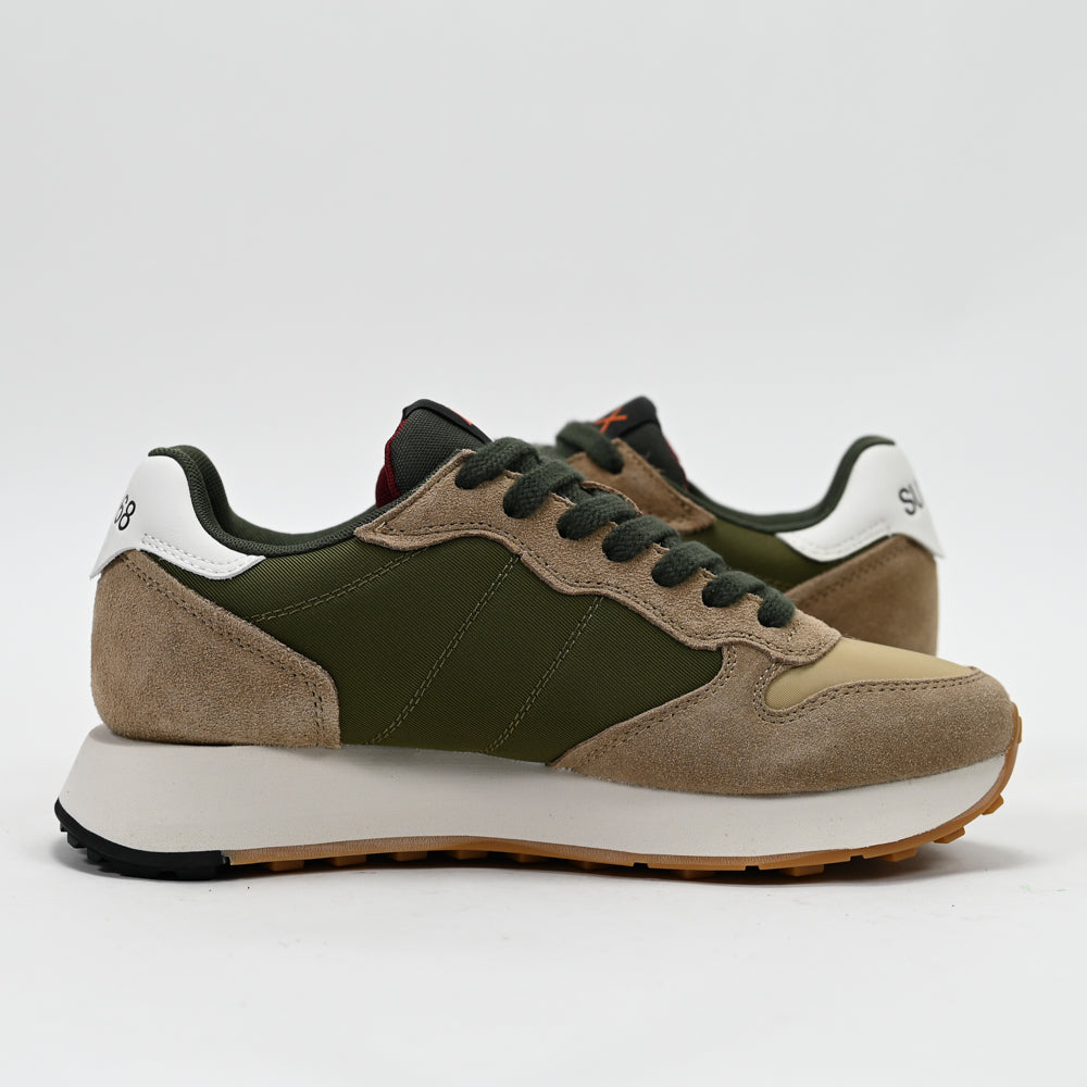 SUN68 Jaki Bicolor Sneakers, Beige/Green/Brown
