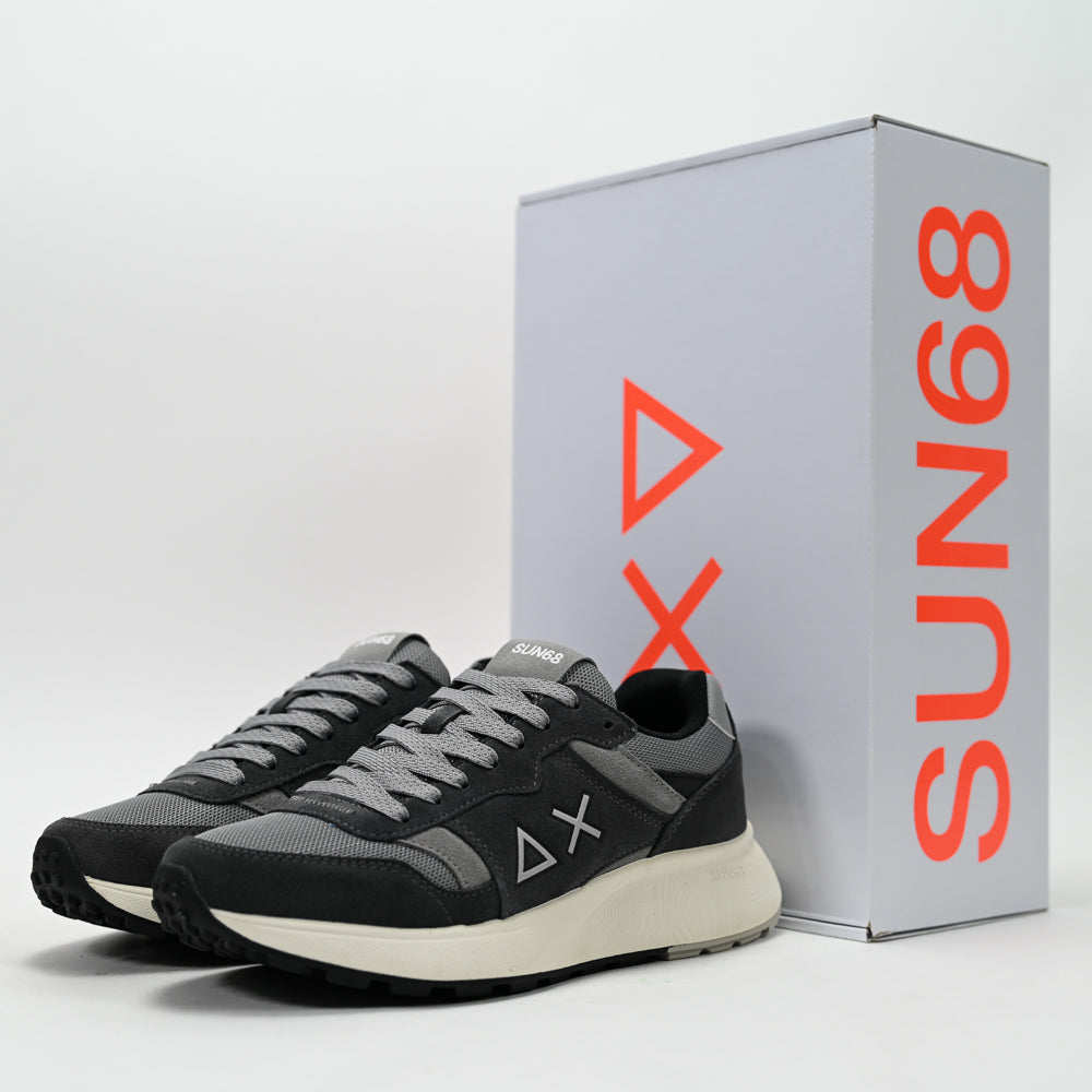 SUN68 Sun Daddy Nylon and Suede Sneakers, Navy Blue