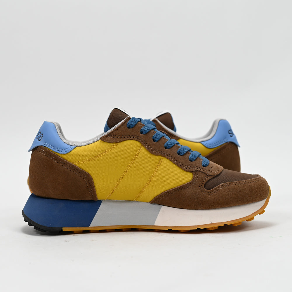 SUN68 Jaki 2.0 Bicolor Sneakers, Brown/Yellow