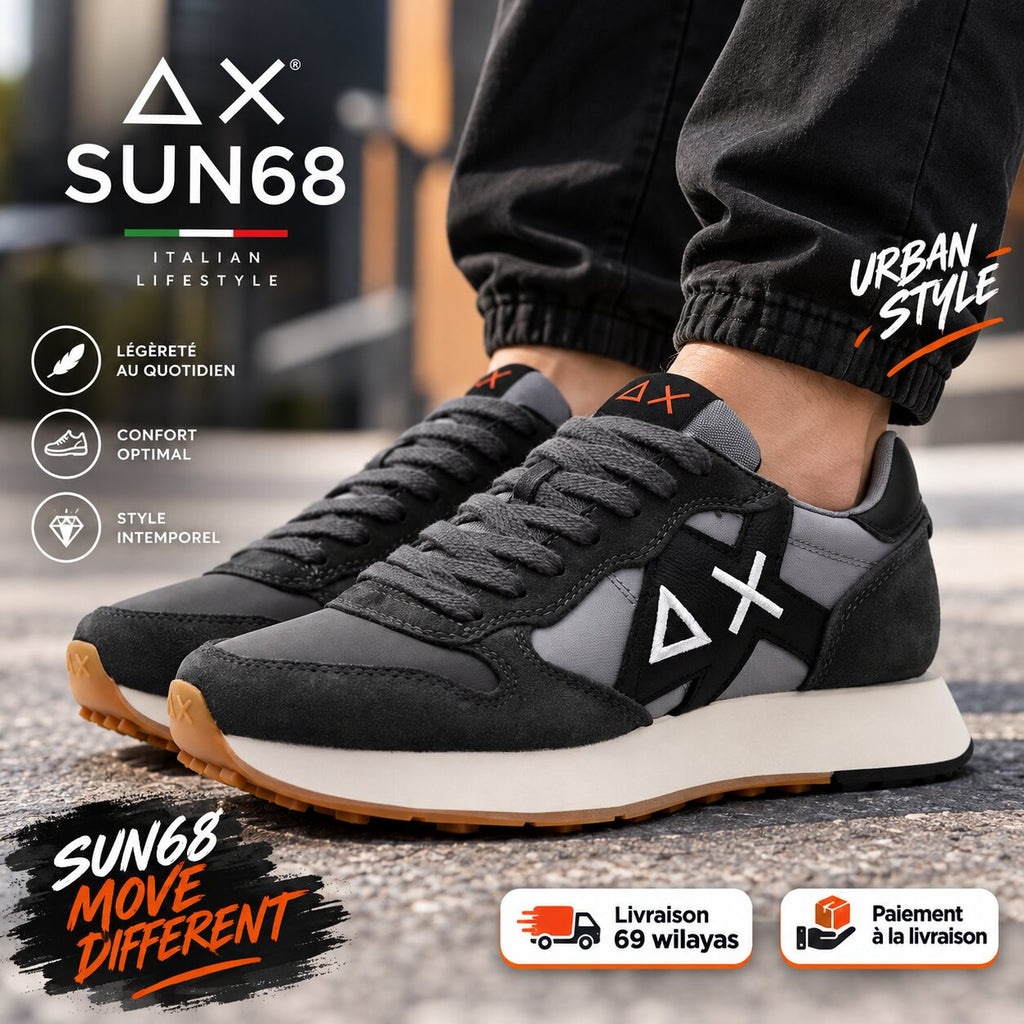 SUN68 Jaki Bicolor Men's Sneakers, Dark Grey