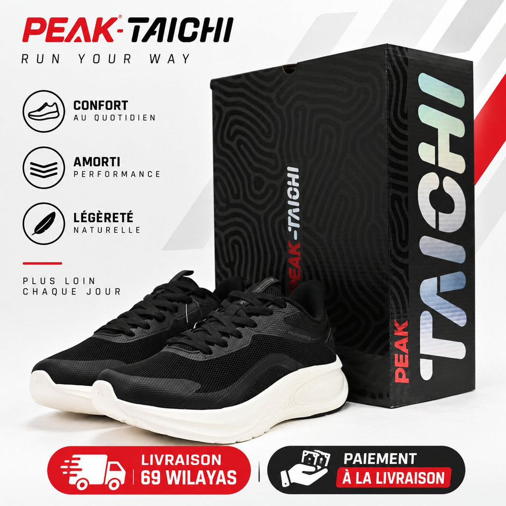 PEAK Taichi Running Shoes, Black/White