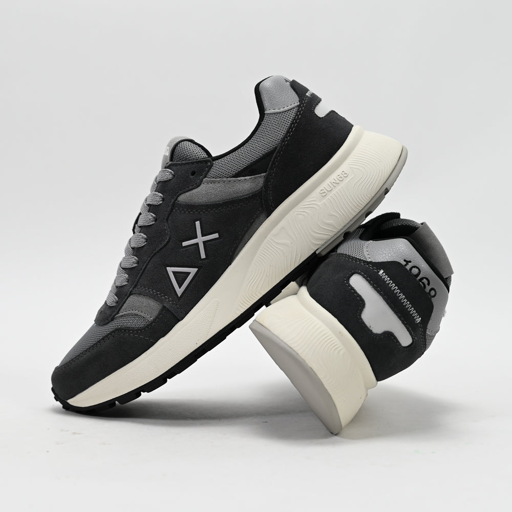 SUN68 Sun Daddy Nylon and Suede Sneakers, Navy Blue