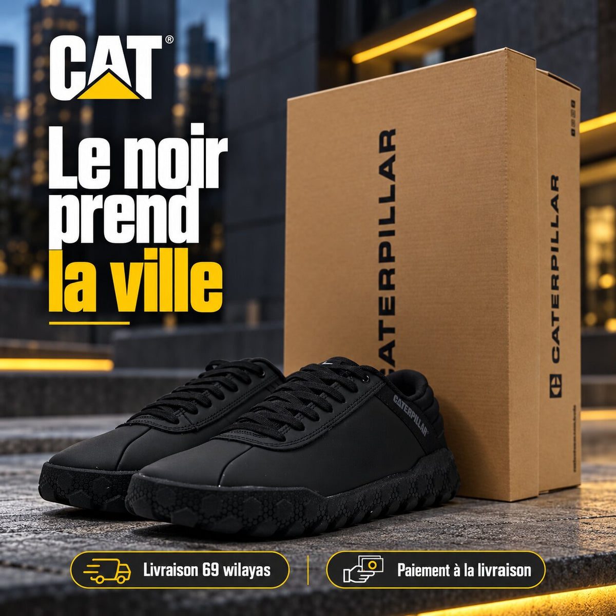 Caterpillar Hex+ Men's Sneakers, Black/Black