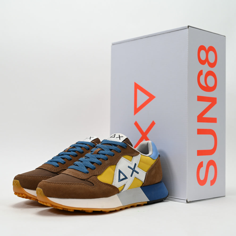 SUN68 Jaki 2.0 Bicolor Sneakers, Brown/Yellow