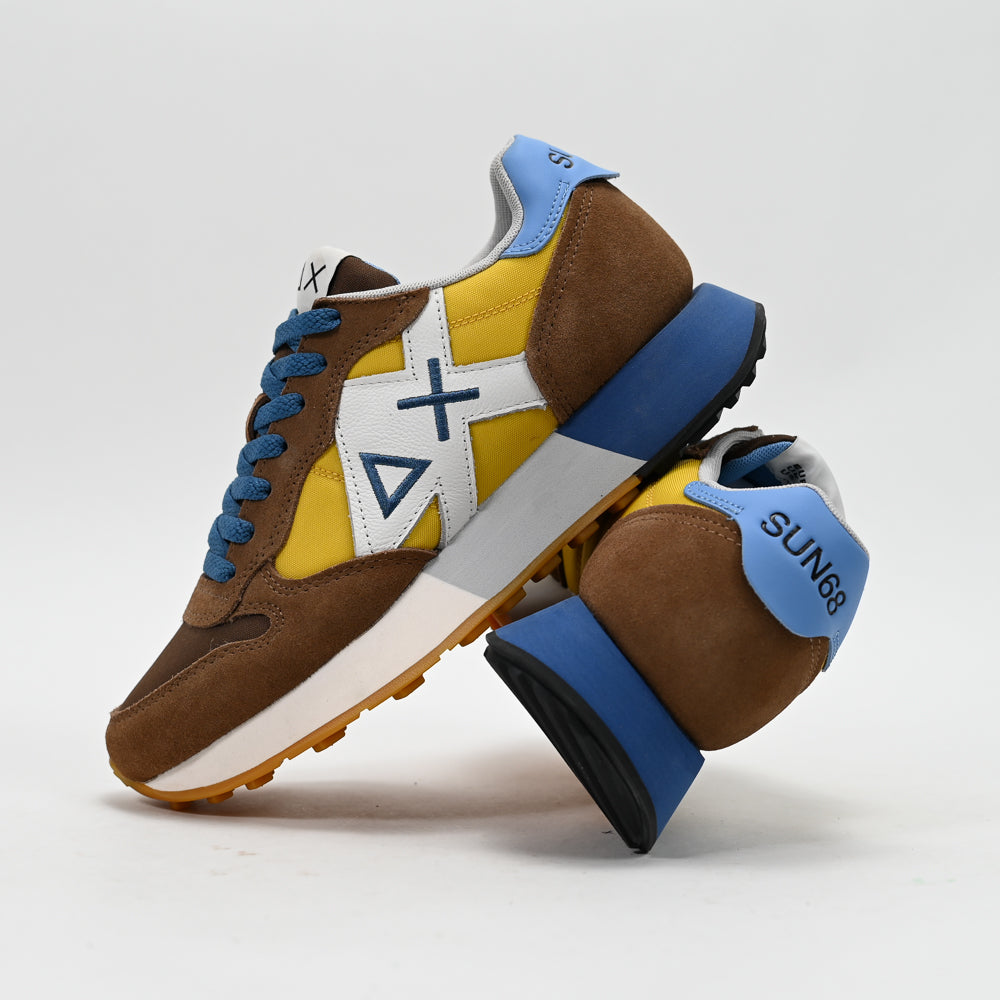 SUN68 Jaki 2.0 Bicolor Sneakers, Brown/Yellow